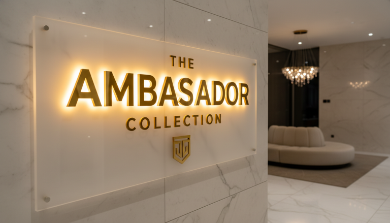 Premium acrylic signs with halo-lit backlit letters for luxury brands