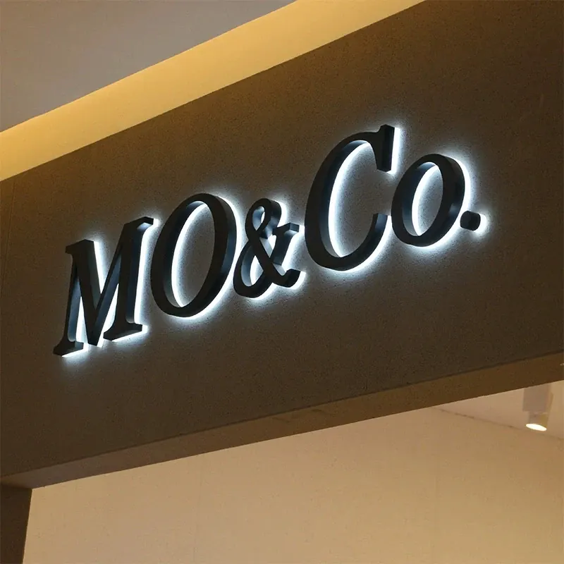 Backlit halo effect letters